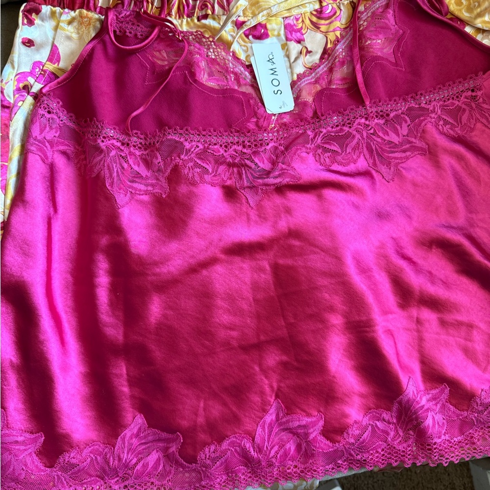 Soma Pink and Gold Paisley Pajama Pants and cami. - Picture 2 of 7